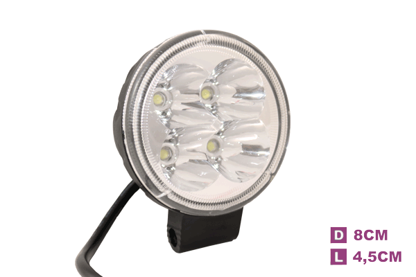FAROL AUXILIAR 4 LEDS REDONDO