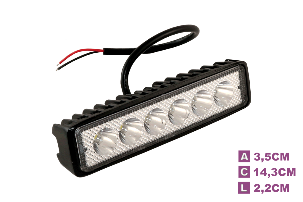 FAROL DE MILHA 18W 6 LEDS 12V 24V: LE-18W-C
